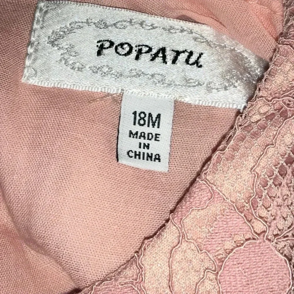 Popatu Mauve Lace Ruffle Sleeve Formal Dress Baby Girl Size 18 Months NWT